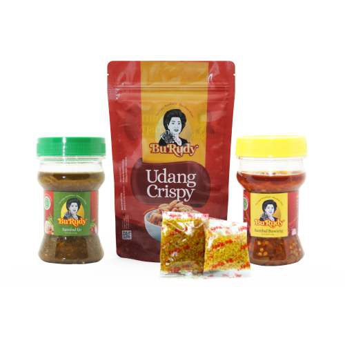 Paket Kecil Udang Pouch Pusat Oleh Oleh BU Rudy dengan tambahan Sambal Bawang dan Bajak atau Ijo - Gambar 2