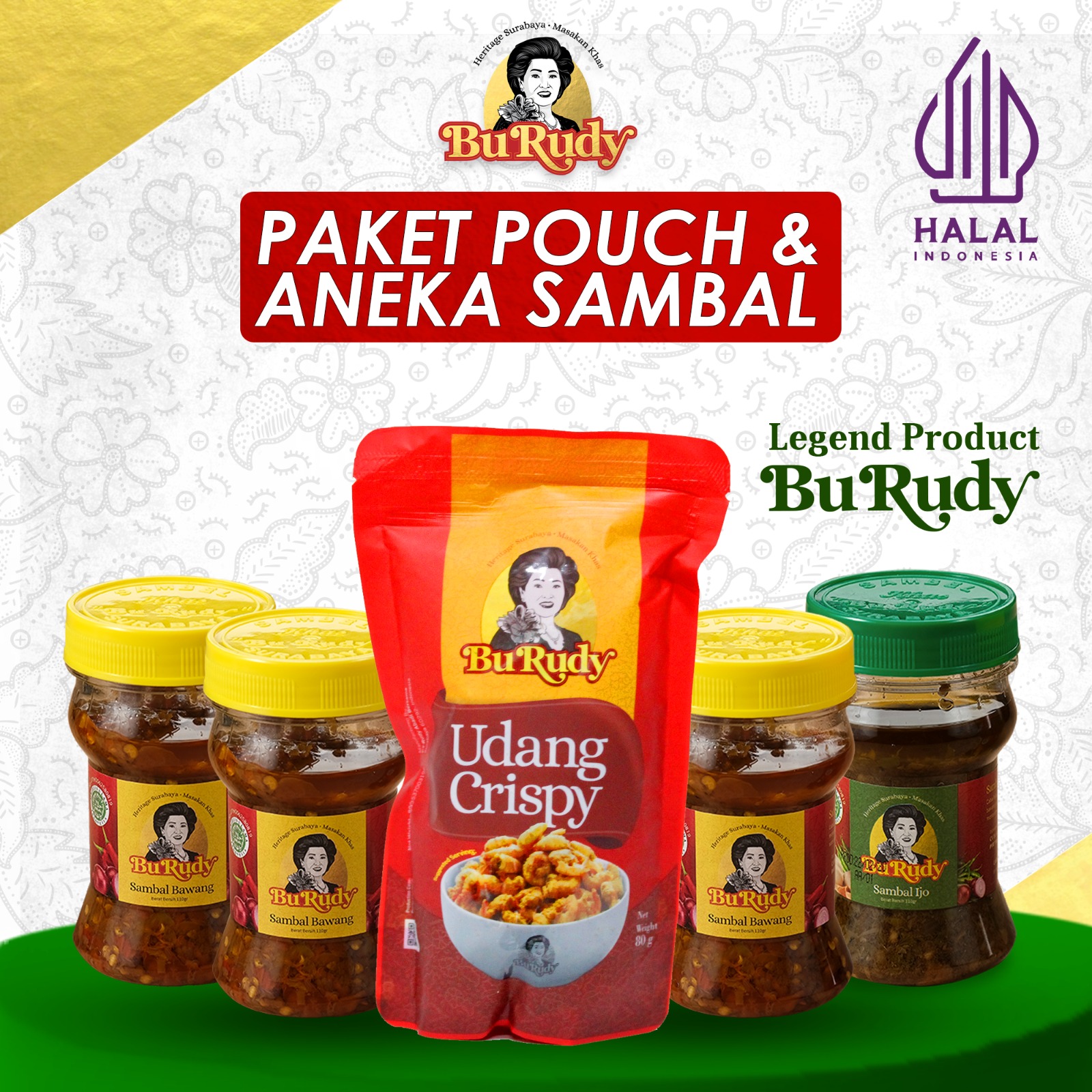 Paket Besar Udang Pouch Dengan Sambal Bawang 3 serta Sambal Bajak Atau ijo
